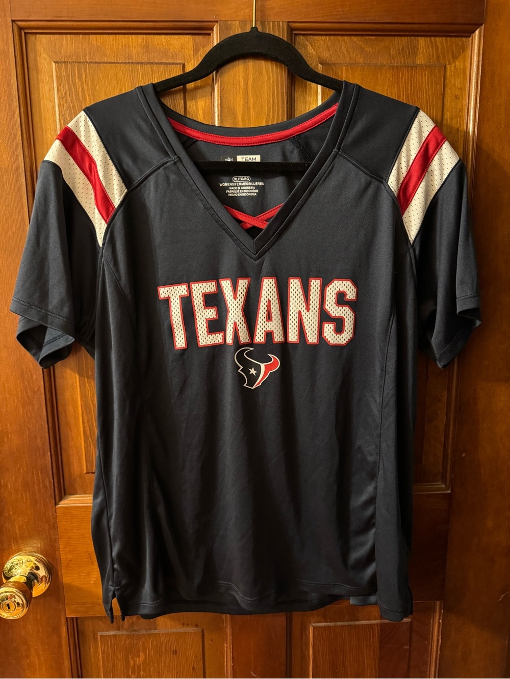 NFL Women's Houston Texans Team Apparel Navy White w/sparkles and Red Trim XL